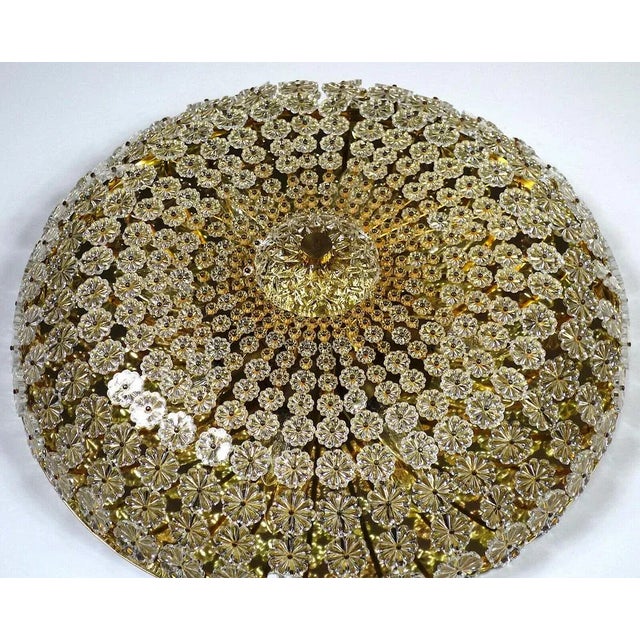 Metal Austrian Crystal Flowers Ceiling Lamp by Emil Stejnar, 1960s For Sale - Image 7 of 13