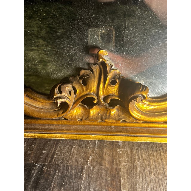 French Antique Louis XV Giltwood Mantle Mirror For Sale - Image 9 of 12