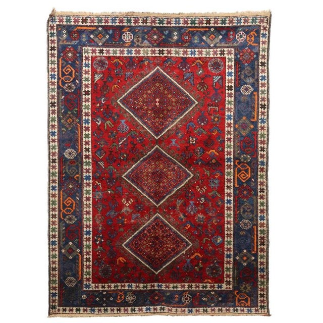 Red Middle Eastern Afshar Rug For Sale - Image 8 of 8