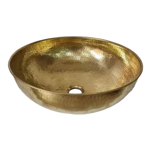 Hammered Copper Round Wash Basin 14in