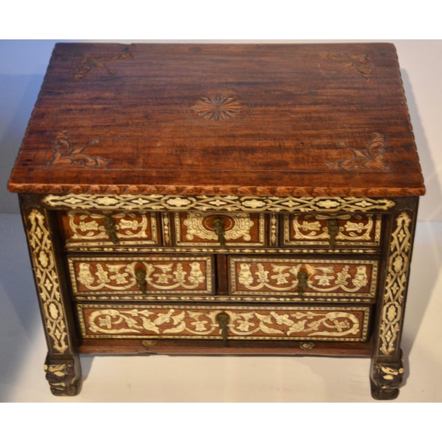 Brown 17th Century Spanish Colonial Marquetry Varqueno Table Cabinet For Sale - Image 8 of 9