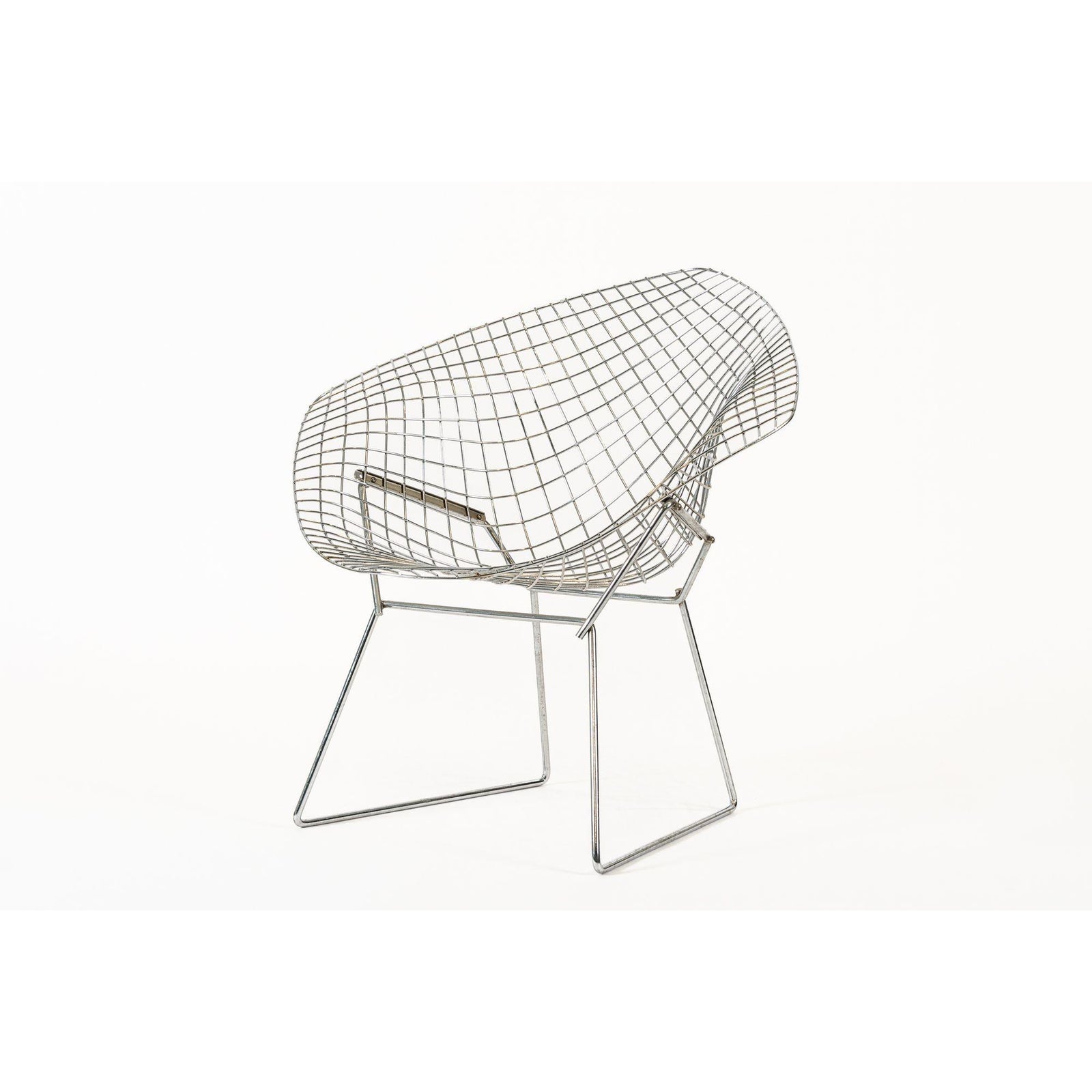 1970s Mid Century Silver Diamond Wire Chair by Bertoia for Knoll