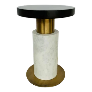 Arteriros Modern White Marble and Brass Finished Lindbergh Accent Table