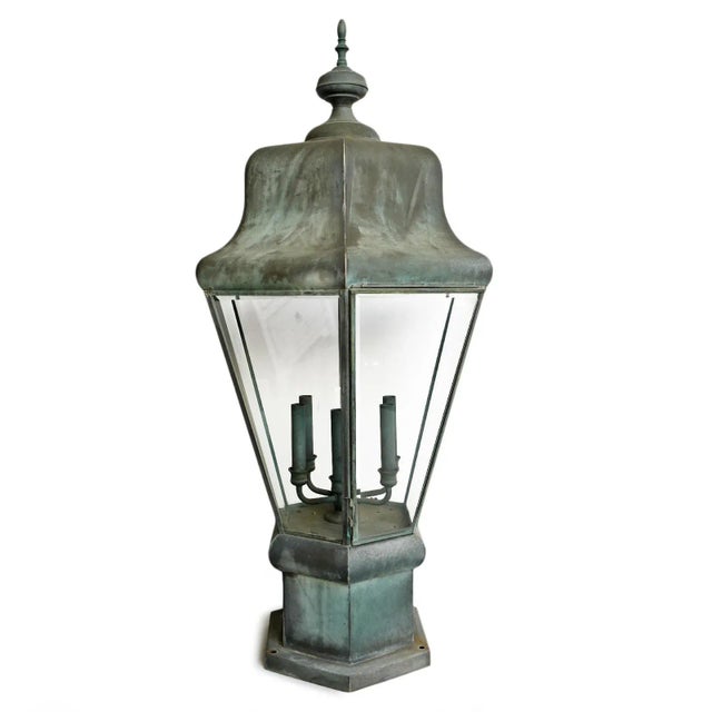 Mid 20th Century Vintage Large Copper Post Table Lamp For Sale - Image 5 of 9