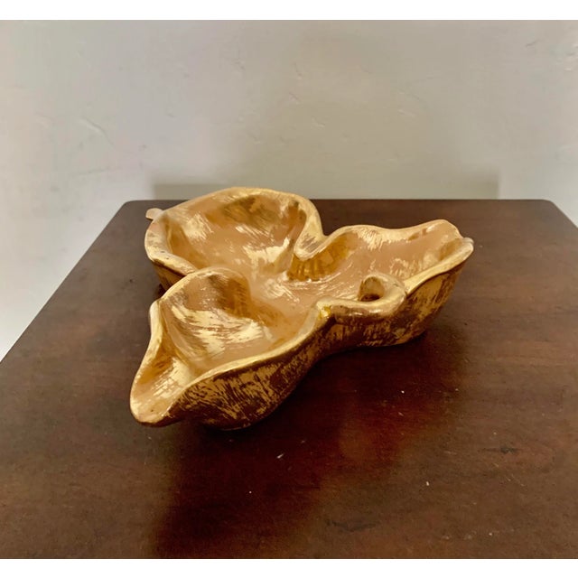 Modern Vintage Stangl 3-Part Gilt Ceramic Server For Sale - Image 3 of 7