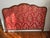 Vintage French Carved Walnut Upholstered Double Bed Frame Red Floral Damask Louis XV Style For Sale - Image 4 of 9