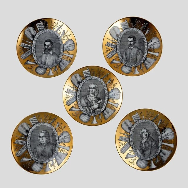 Plate by Piero Fornasetti, Set of 5 For Sale - Image 14 of 14