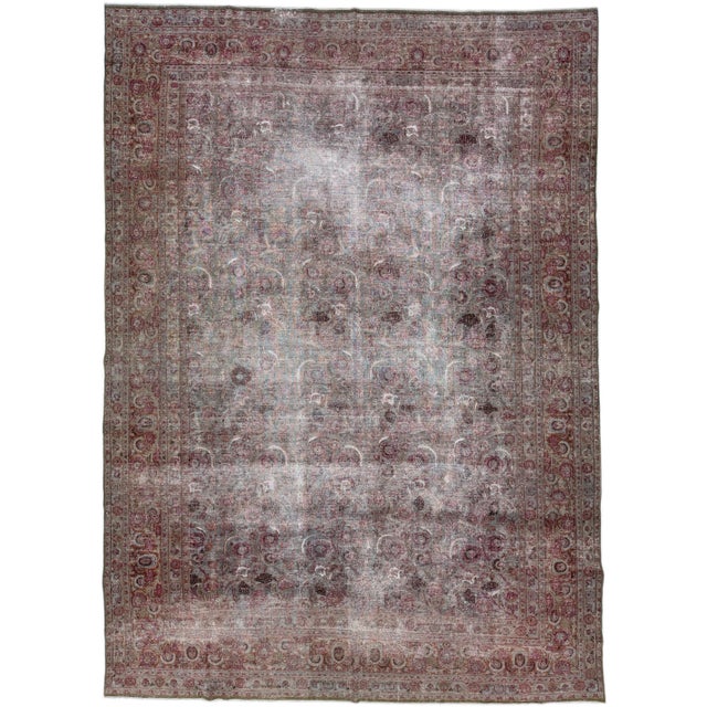 Textile Antique Persian Tabriz Handmade Gray Wool Rug With Allover Design For Sale - Image 7 of 7