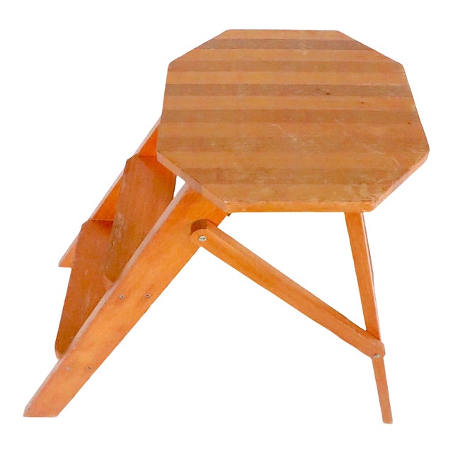 Constructivist Style Step Ladder Table With Breadboard Top C 1970's