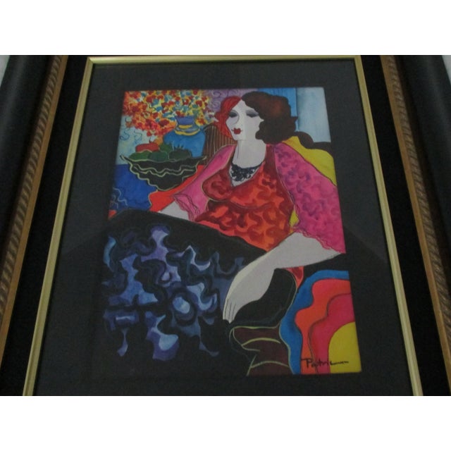 This is a professionally framed with glass, original watercolor painting by Patricia Govezensky, a protégé of Itzhak Tarkay.