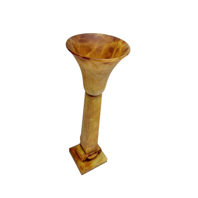 Mid-Century Modern Alabaster Table Lamp with Greek Column Capital from Pegasam Spain, 1970s For Sale - Image 3 of 12