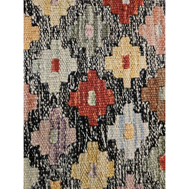Handcrafted Kilim Rug with Geometric Floral Pattern, 1990s For Sale - Image 4 of 11