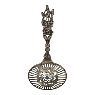 Antique Dutch .833 Silver Sifter Spoon For Sale