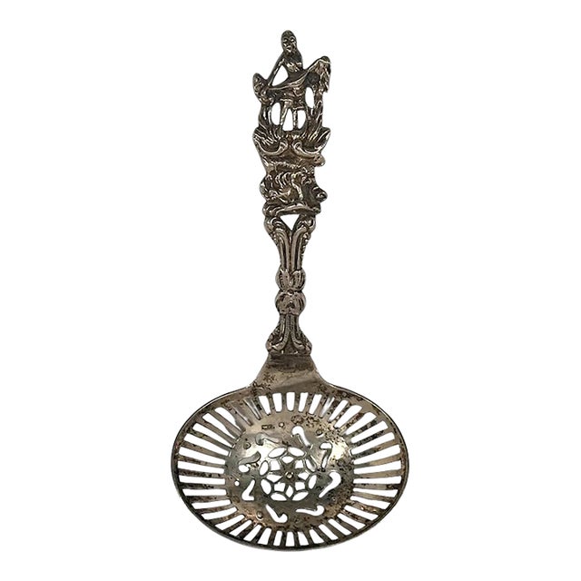 Antique Dutch .833 Silver Sifter Spoon For Sale