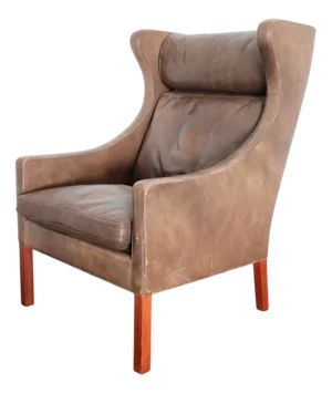 Mid-Century Danish Model 2204 Wing Chair in Patinated Leather by Borge Mogensen for Fredericia, 1960s