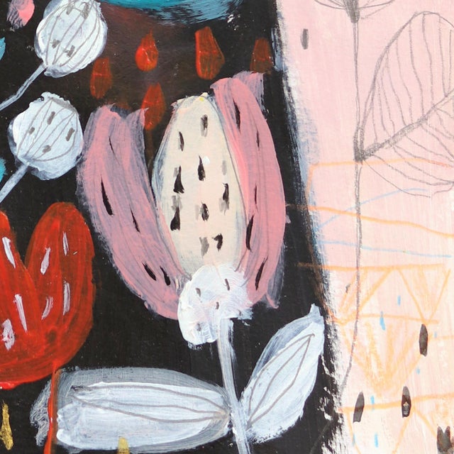 Passing Clouds - Colorful Whimsical Figurative Feminine Fantasy Art on Paper Original Artwork by Silvia Pavarini For Sale In Los Angeles - Image 6 of 7