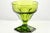Midcentury grassy spring green vintage glass centerpiece bowl or vase with hexagonal pedestal. No maker's mark. Light wear.