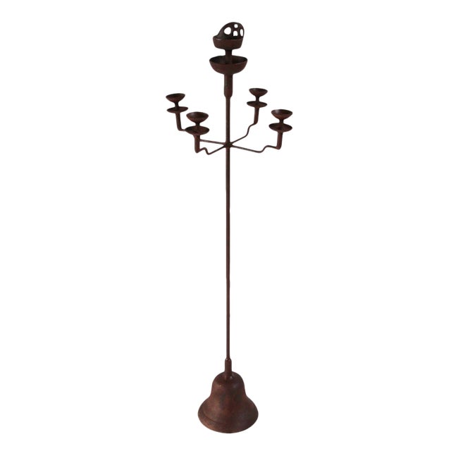 Vintage Iron Shanxi Candle Stand - Large For Sale