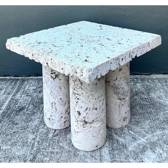 Late 20th Century Vintage Coquina Stone Side Table For Sale - Image 5 of 12