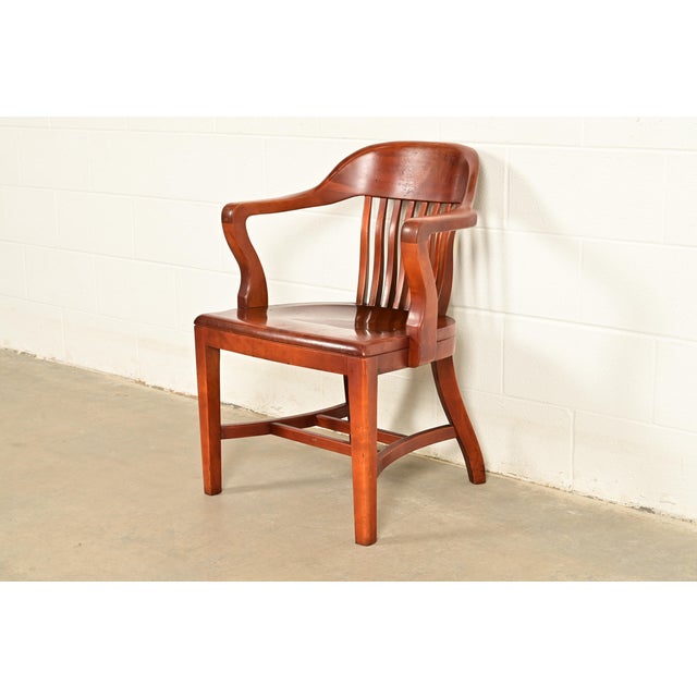 B.L. Marble Chair Company B. L. Marble Chair Co. Antique Mission Arts & Crafts Walnut Banker's Chair, Circa 1910 For Sale - Image 4 of 14