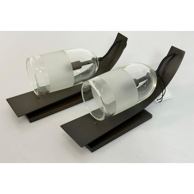 Pair of "Mateo" Wall Sconces by Marian Jamieson in Bronze & Smoked Glass For Sale - Image 9 of 18