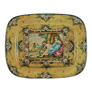 1990s Italian Hand Painted Ceramic Wall Plate For Sale