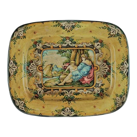 1990s Italian Hand Painted Ceramic Wall Plate For Sale