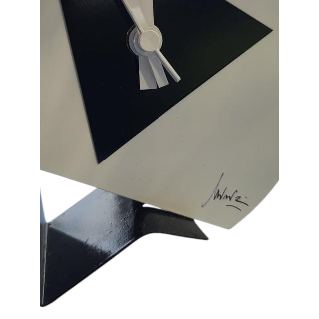 Memphis Radical Table Clock in Lacquered Metal, 1980s For Sale - Image 3 of 5