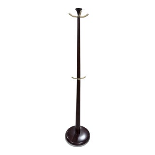 Italian Mid 20th Century Wood and Brass Coat Tree For Sale
