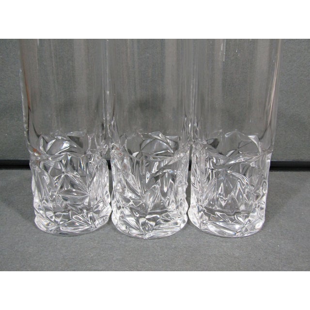 1990s Tiffany & Co. Rock Cut Crystal Highball Glasses - Set of 3 For Sale - Image 4 of 9