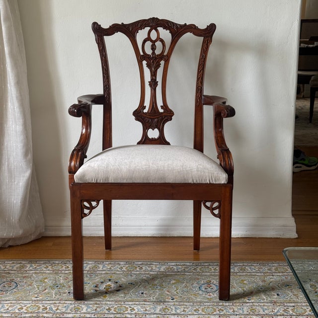Wood Vintage Chippendale Dining Chairs by Maitland-Smith, Set of 8 For Sale - Image 7 of 14