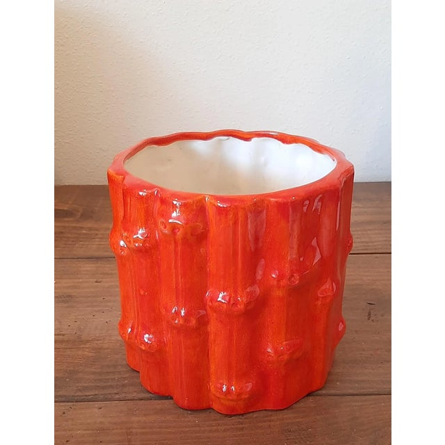 Ceramic Mid Century Planter Pot Bamboo Design For Sale - Image 7 of 7