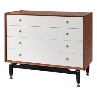 Mid-Century Librenza Chest of Drawers in Teak and White with Brass Handles from E. Gomme, 1960s For Sale
