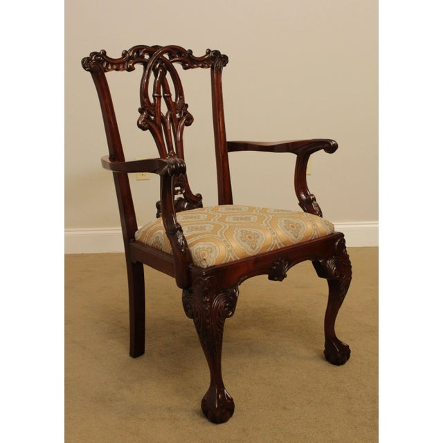 Chippendale Chippendale Style Ball & Claw Carved Solid Mahogany Armchair For Sale - Image 3 of 13