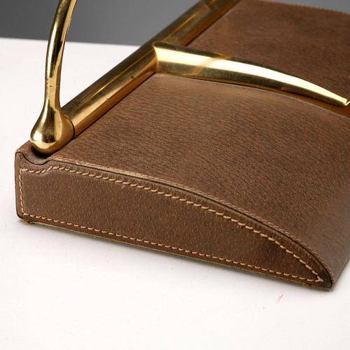 Metal Vintage Bookends in Leather and Brass from Gucci, Italy, 1970s, Set of 2 For Sale - Image 7 of 14