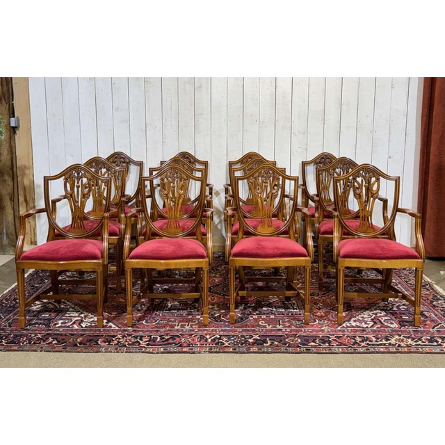 Hollywood Regency English Regency Beechwood Armchairs, 1970s, Set of 12 For Sale - Image 3 of 18