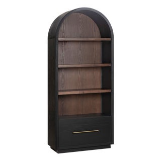 Marlow Black Wood Bookcase with File Drawer For Sale