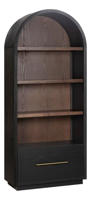 Marlow Black Wood Bookcase with File Drawer