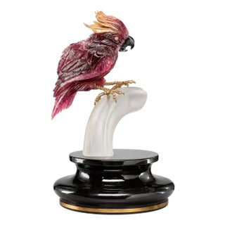 Late 20th Century Rubellite Tourmaline Cockatoo Sculpture by Manfred Wild for Emil Becker. Germany For Sale
