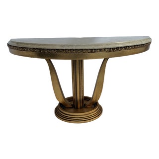1960s Half Moon Console Marble Gold FlakeTable For Sale