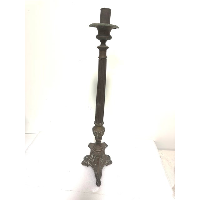 Antique Tall Gothic-Style / Religious Altar Candlestick For Sale - Image 11 of 12