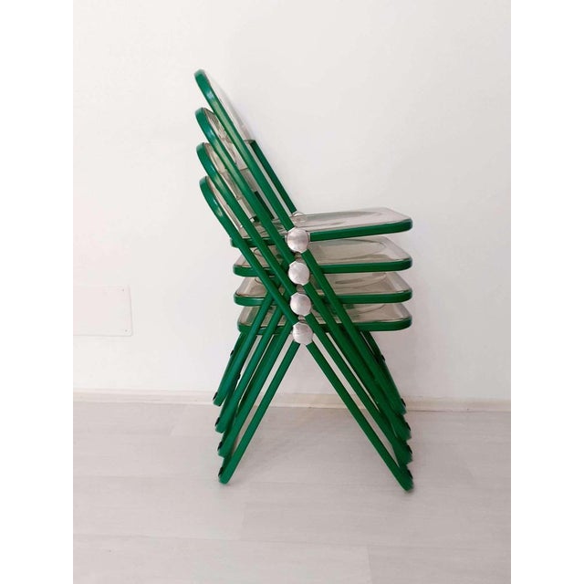 1970s Green Plia Folding Chairs by Giancarlo Piretti Anonima Castelli, Set of 4 For Sale - Image 5 of 18
