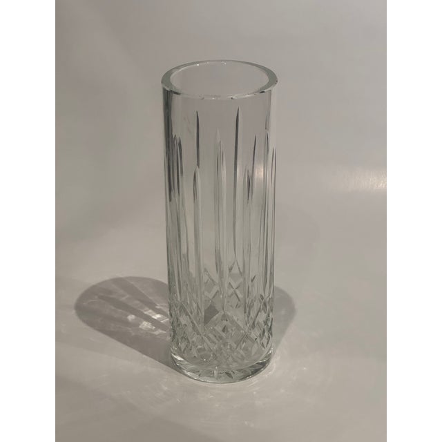 Late 20th Century Waterford Tall Cut Crystal Cylinder Vase, 12” For Sale