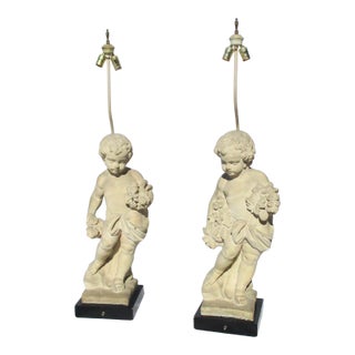 Allegorical Seasons Figural Sculpture Table Lamps - A Pair of 2 For Sale