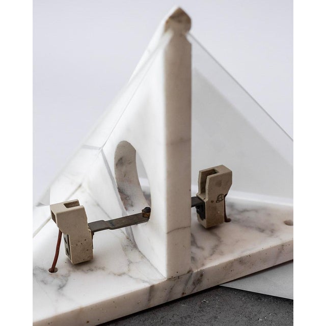 Gray Italian Marble Wall Lamps with Frosted Glass, 1970s, Set of 2 For Sale - Image 8 of 11