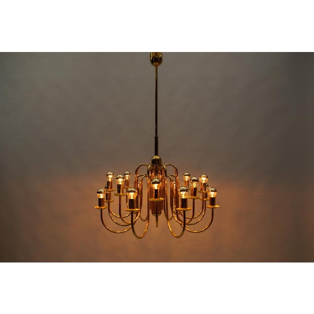 Mid-Century Modern Mid-Century Modern Brass Chandelier Lamp, Italy, 1970s For Sale - Image 3 of 15