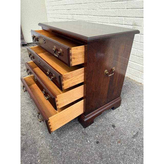 Pair of Vintage Henkel Harris Chippendale Style Black Cherry 4 Drawer Nightstands or Chests. For Sale - Image 18 of 18