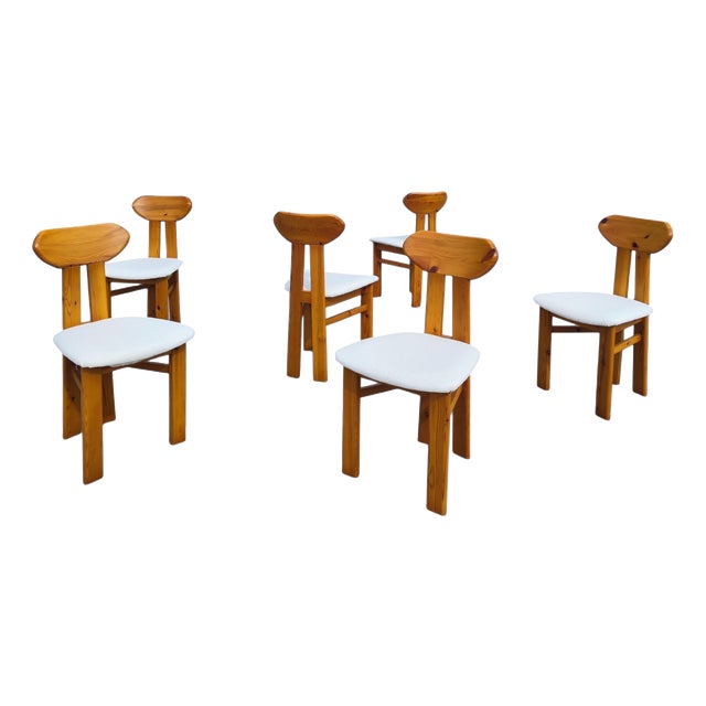 Scandinavian Pine Dining Chairs, 1970s, Set of 6 For Sale