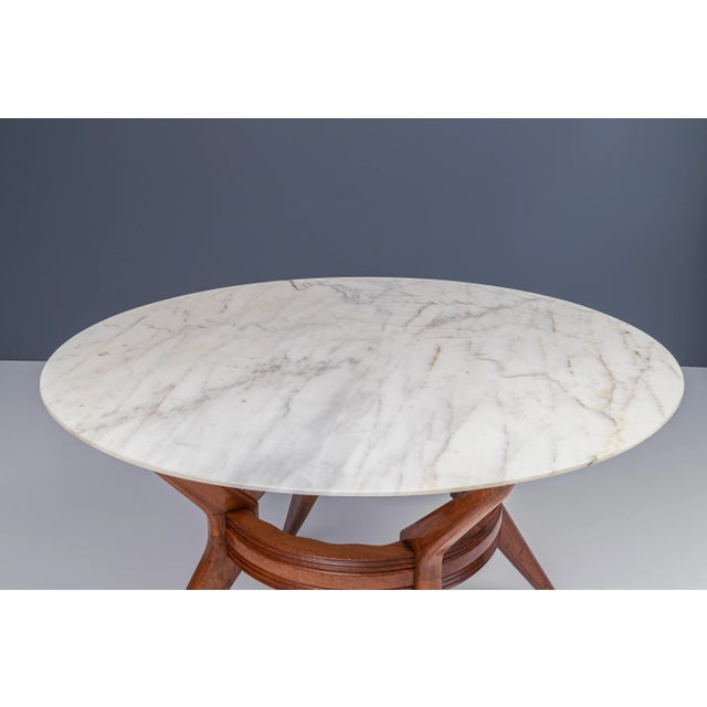 Italian Dining Table in Marble and Wood by Ariberto Colombo, 1950s For Sale - Image 4 of 8