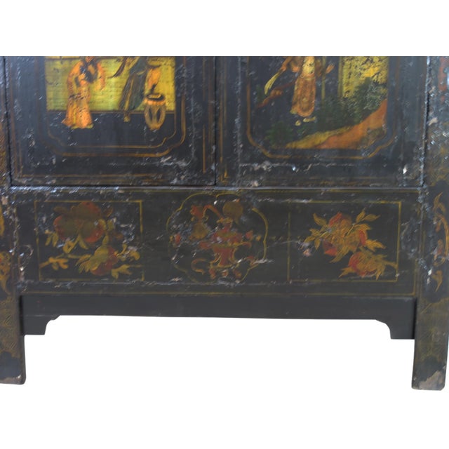 Wood Antique Hand Painted Chinese Cabinet For Sale - Image 7 of 11